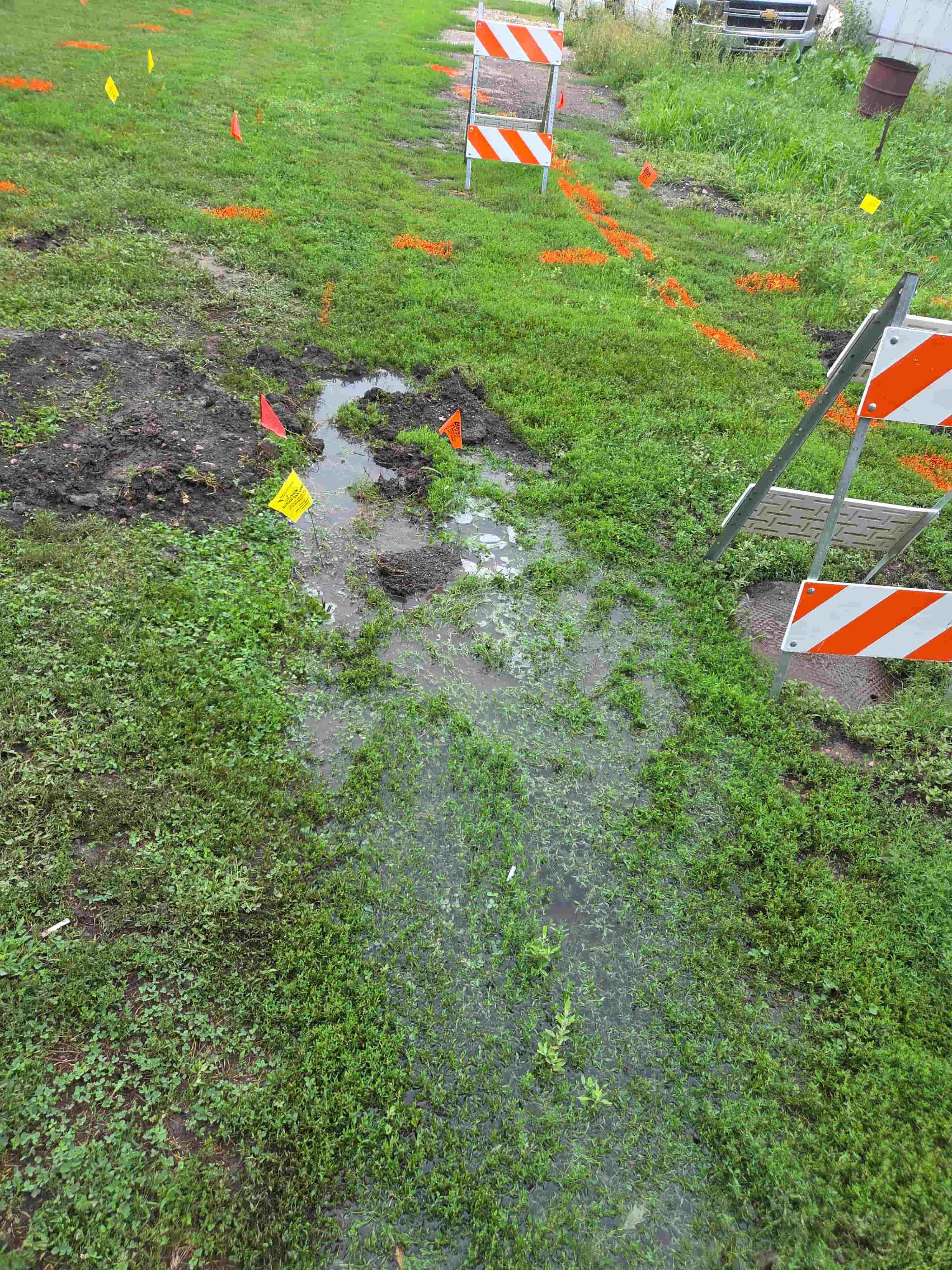 Backyard excavation next to the home