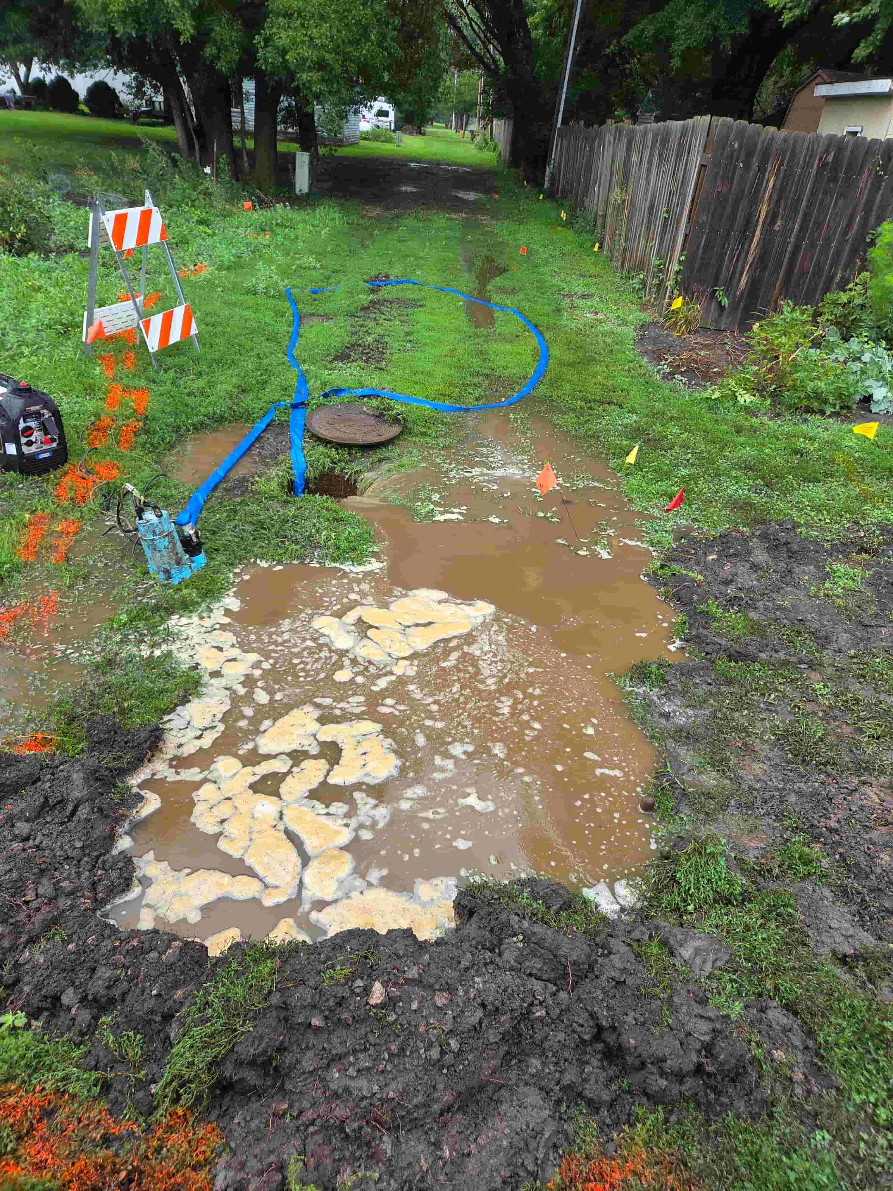 Deep trench for a new water line