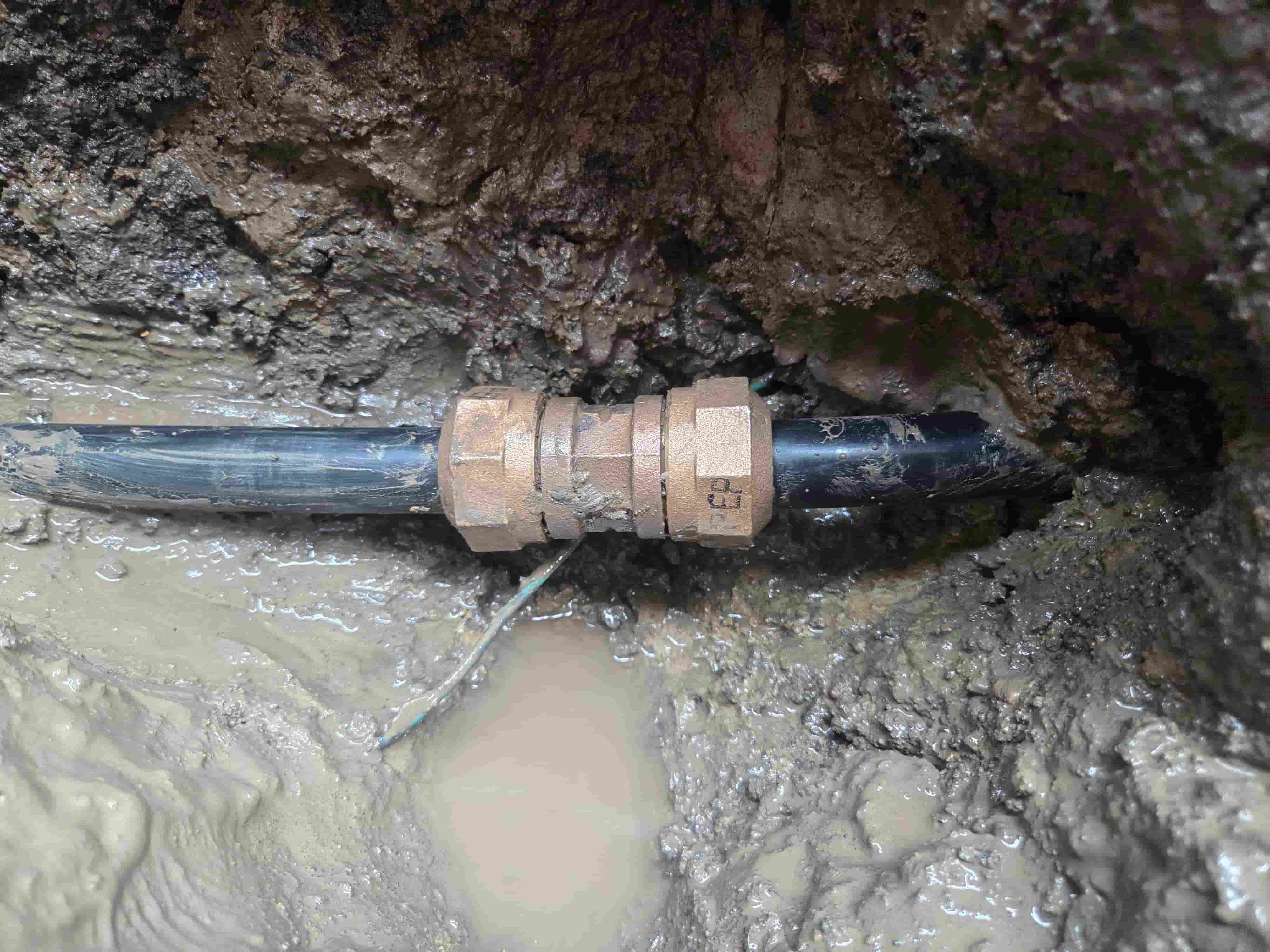 New sewer line laid and ready for backfill